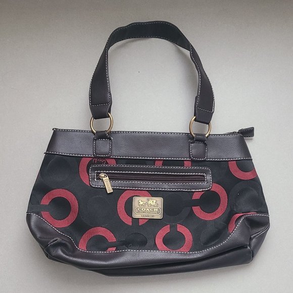 Dark Brown Coach Purse with Red Detailing - Picture 1 of 12